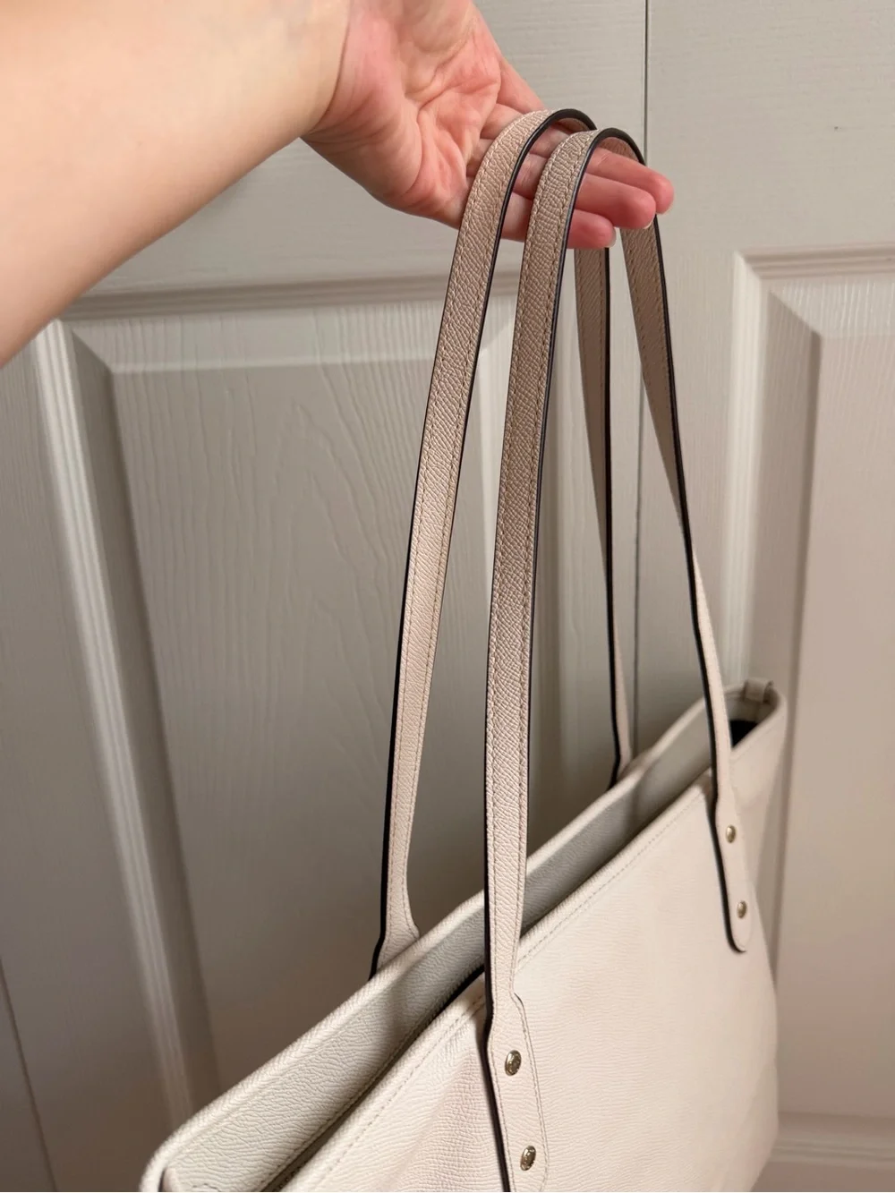 Coach Cream Leather Tote with Gold Logo Hardware